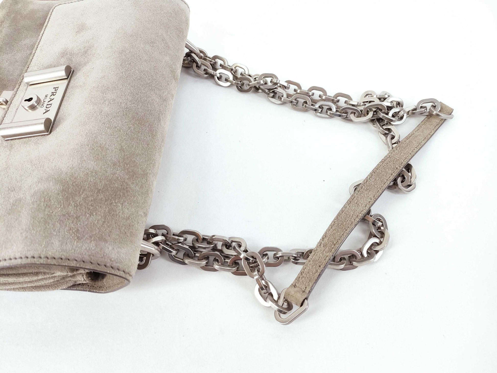 PRADA Suede Leather Chain Shoulder Bag Prada Shoulder Bag