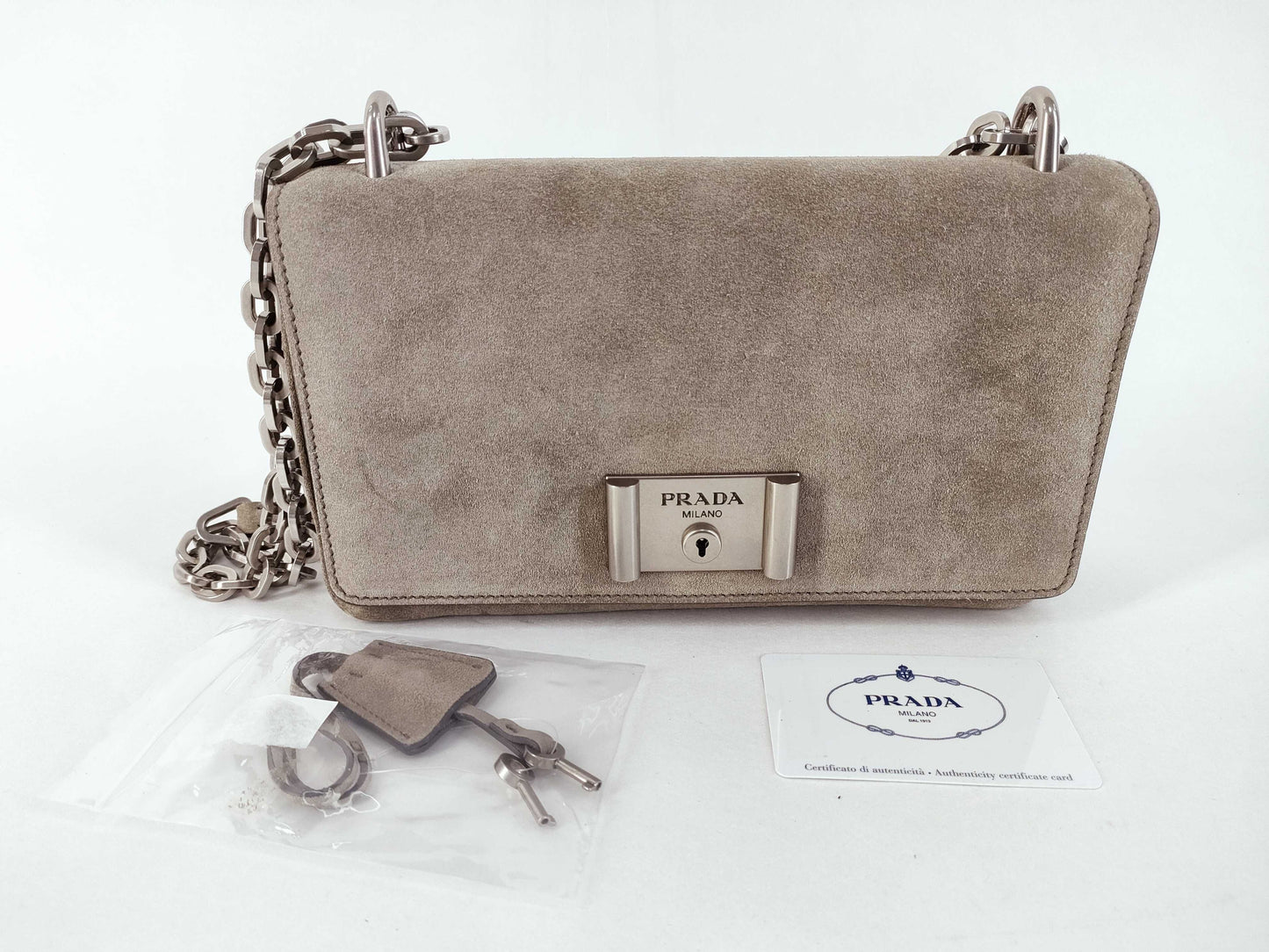 PRADA Suede Leather Chain Shoulder Bag Prada Shoulder Bag