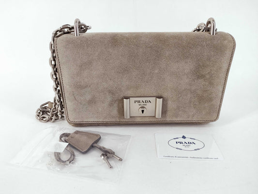 PRADA Suede Leather Chain Shoulder Bag Prada Shoulder Bag