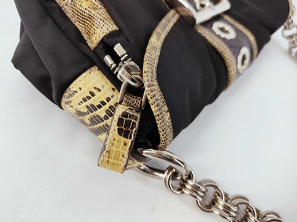 PRADA Crocodile Nylon Leather Chain One-Shoulder Prada Shoulder Bag
