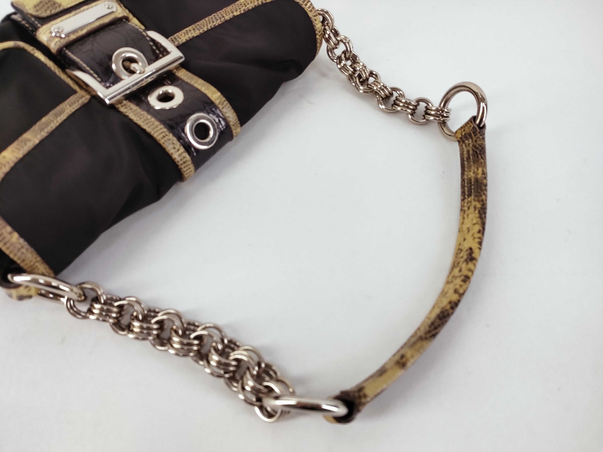 PRADA Crocodile Nylon Leather Chain One-Shoulder Prada Shoulder Bag