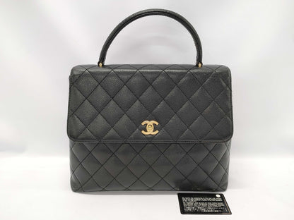 CHANEL Caviar Leather Matelasse One-Handle Handbag, Black, 6376414