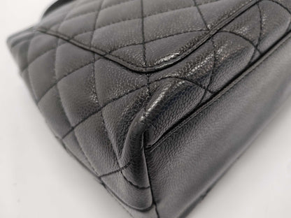 CHANEL Caviar Leather Matelasse One-Handle Handbag, Black, 6376414