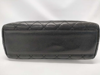 CHANEL Caviar Leather Matelasse One-Handle Handbag, Black, 6376414