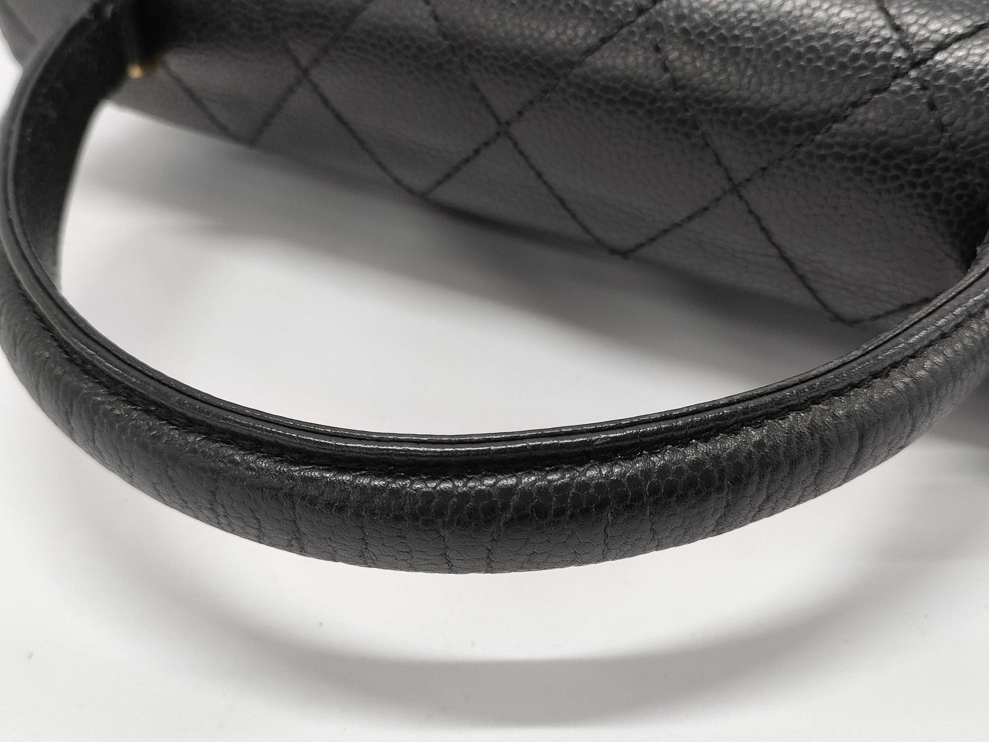 CHANEL Caviar Leather Matelasse One-Handle Handbag, Black, 6376414
