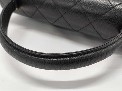 CHANEL Caviar Leather Matelasse One-Handle Handbag, Black, 6376414