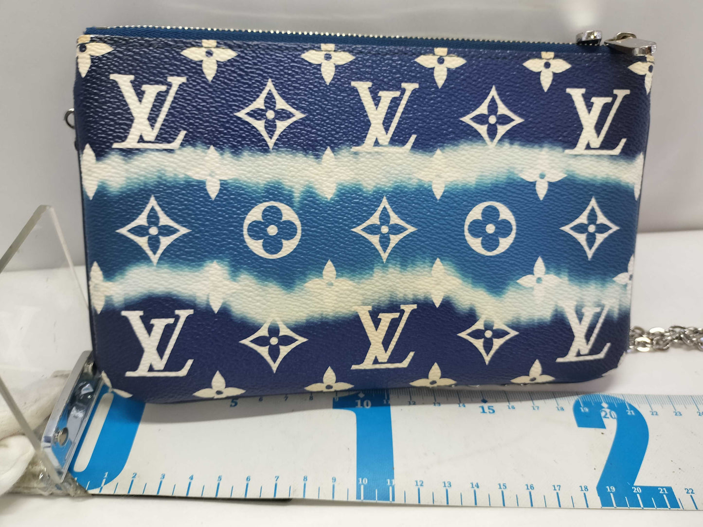 LOUIS VUITTON LV Monogram Elcal Pochette Double Zip Blue Shoulder Bag