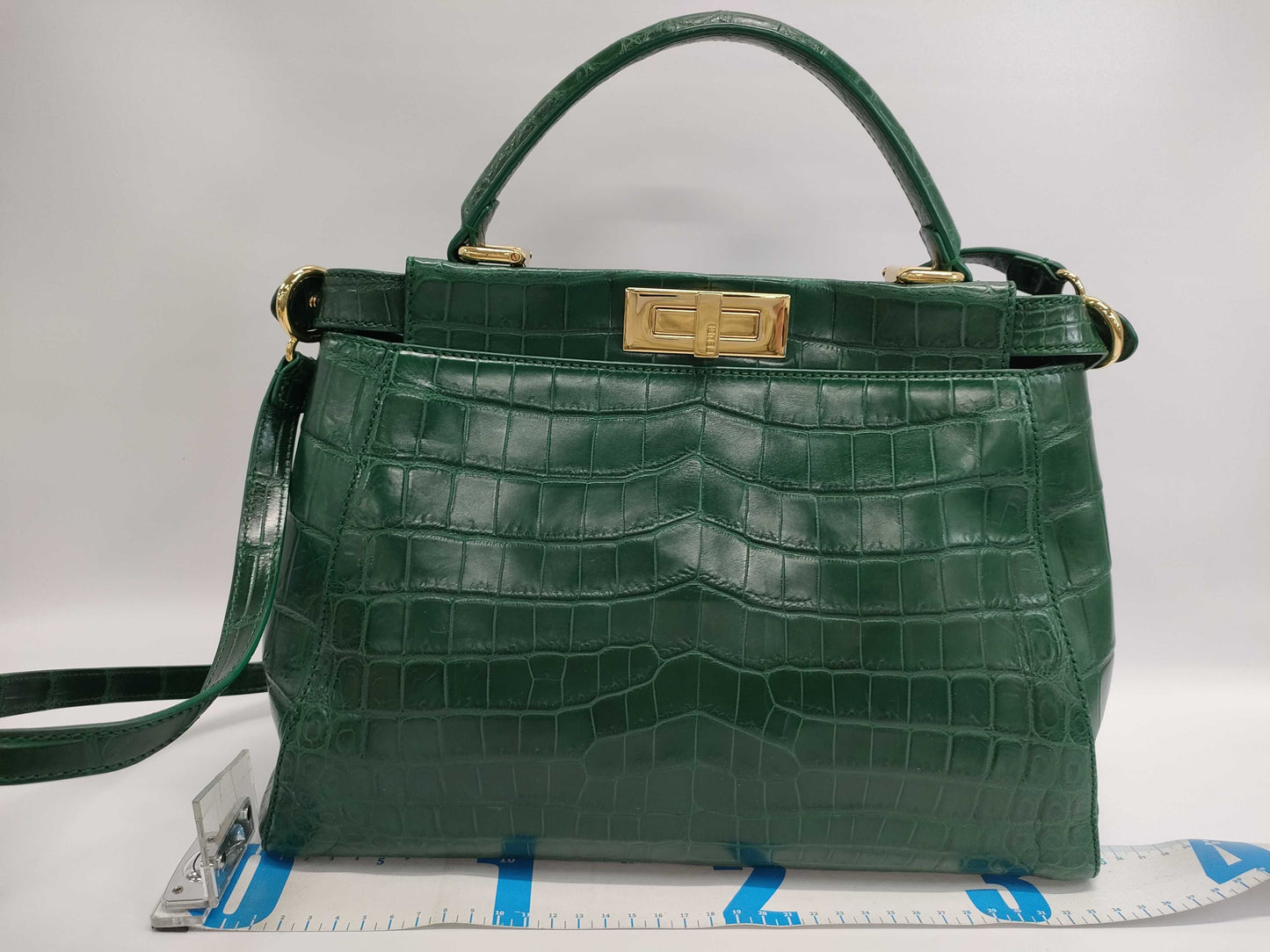 FENDI FENDI Peekaboo Crocodile Shoulder Bag
