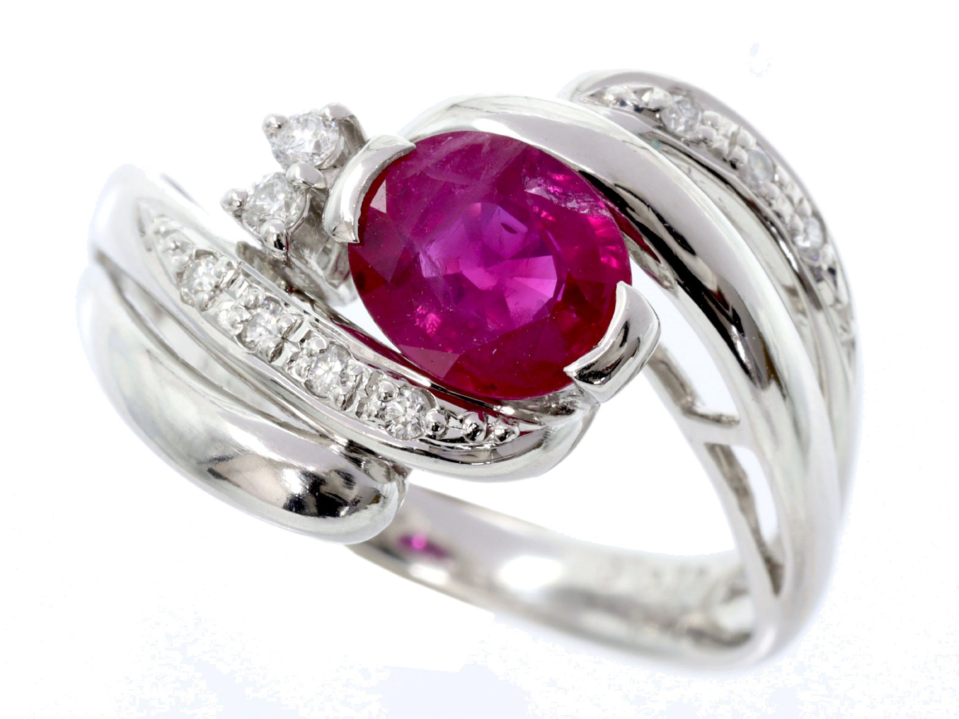 Colored Stone 1.17ct D0.10ct PT900 6.4g Ring 