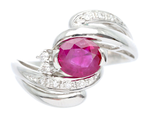 Colored Stone 1.17ct D0.10ct PT900 6.4g Ring 