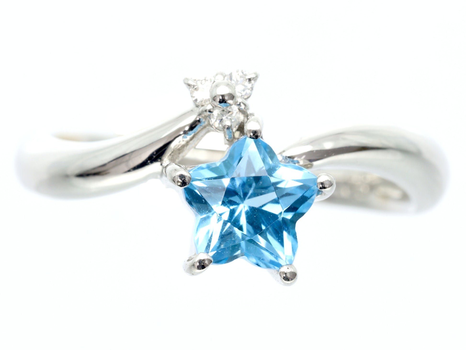 Blue Topaz D0.03ct PT900 4.2g Ring 