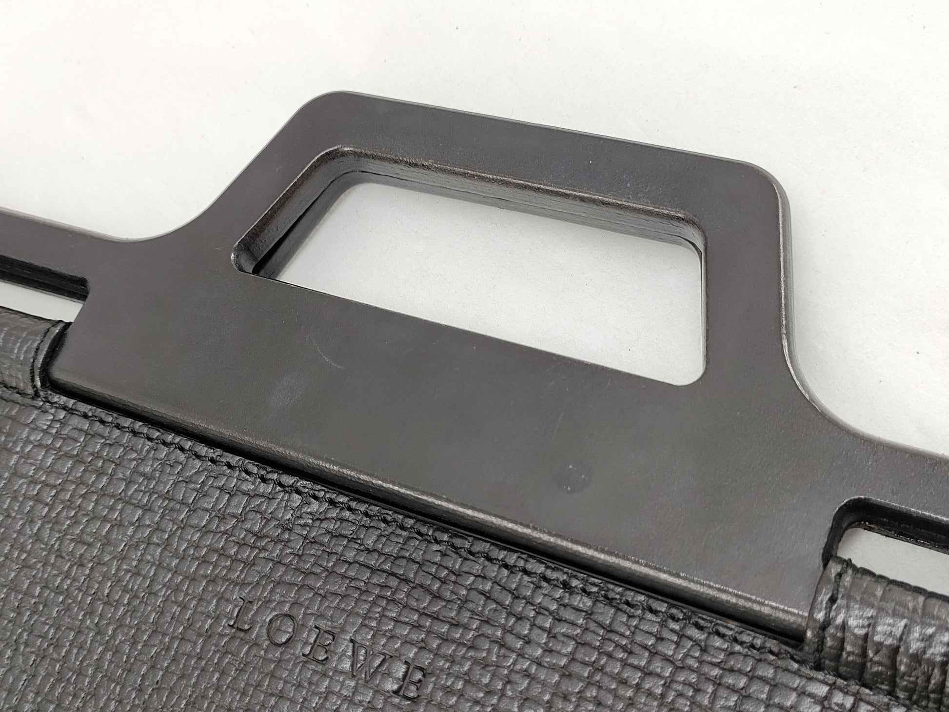 LOEWE Wood Handle Tote Bag, 2-Way Leather, Black Handbag