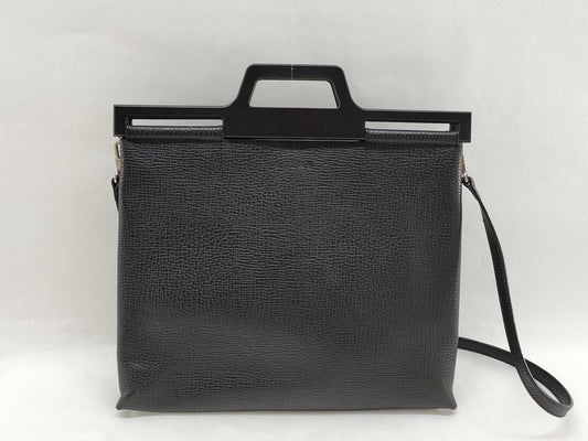 LOEWE Wood Handle Tote Bag, 2-Way Leather, Black Handbag