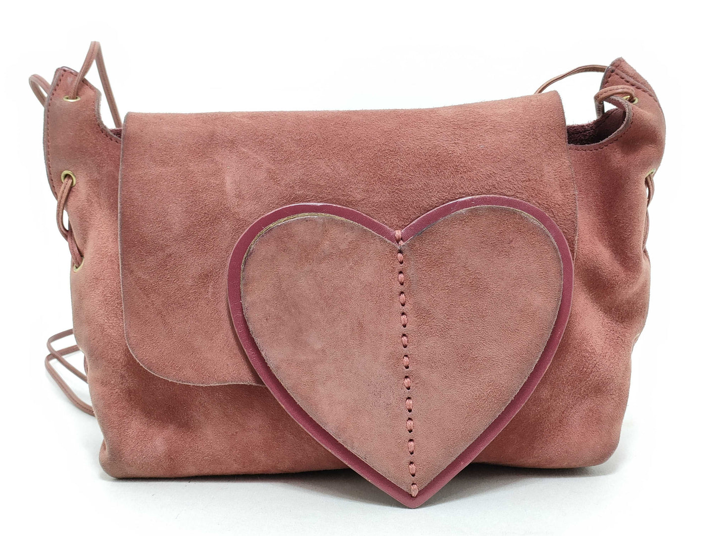 GUCCI Suede and Heart Shoulder Bag, Genuine Leather