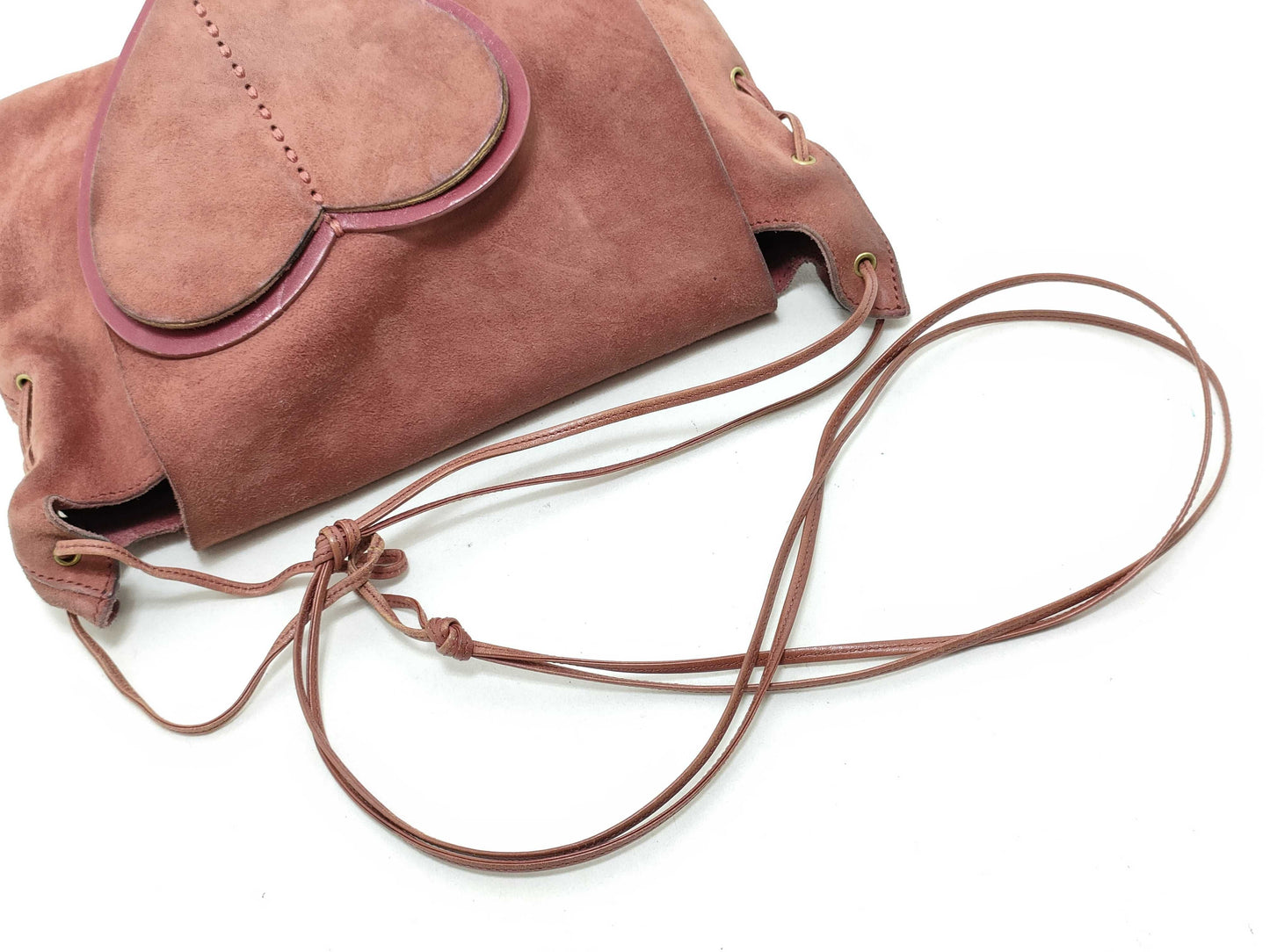 GUCCI Suede and Heart Shoulder Bag, Genuine Leather