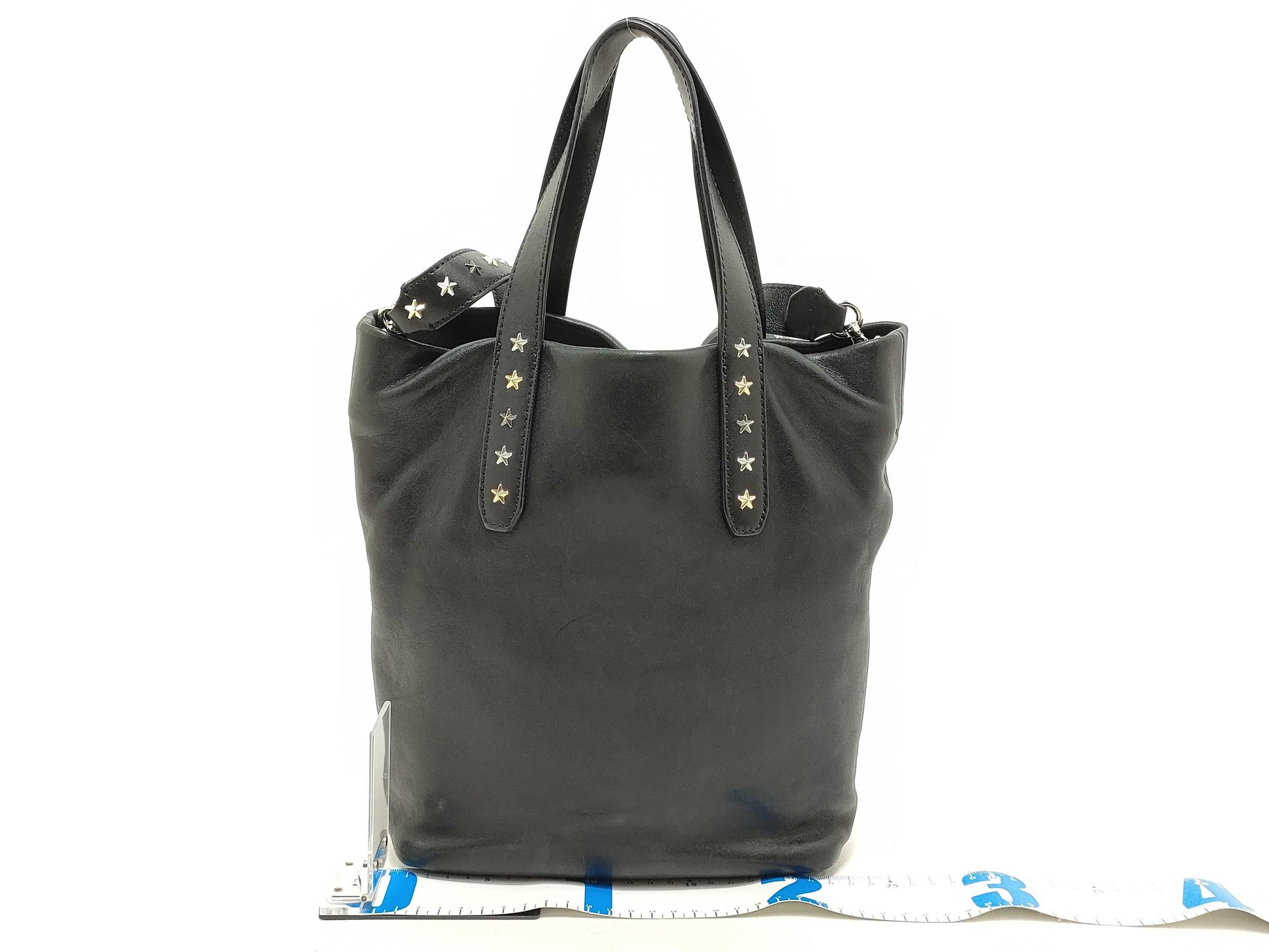 JIMMY CHOO Sophia 2-way handbag, leather, studded, black tote bag