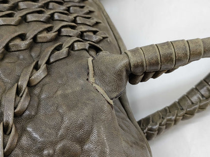 Falorni Boston Bag, Genuine Leather Braided Handbag