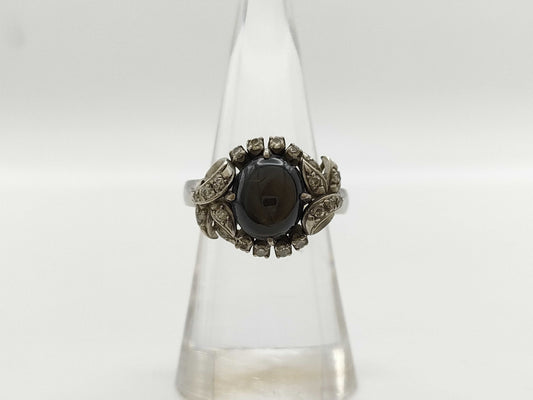 Black Star Sapphire and Diamond K4 5.8g Ring 