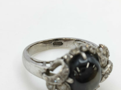 Black Star Sapphire and Diamond K4 5.8g Ring 