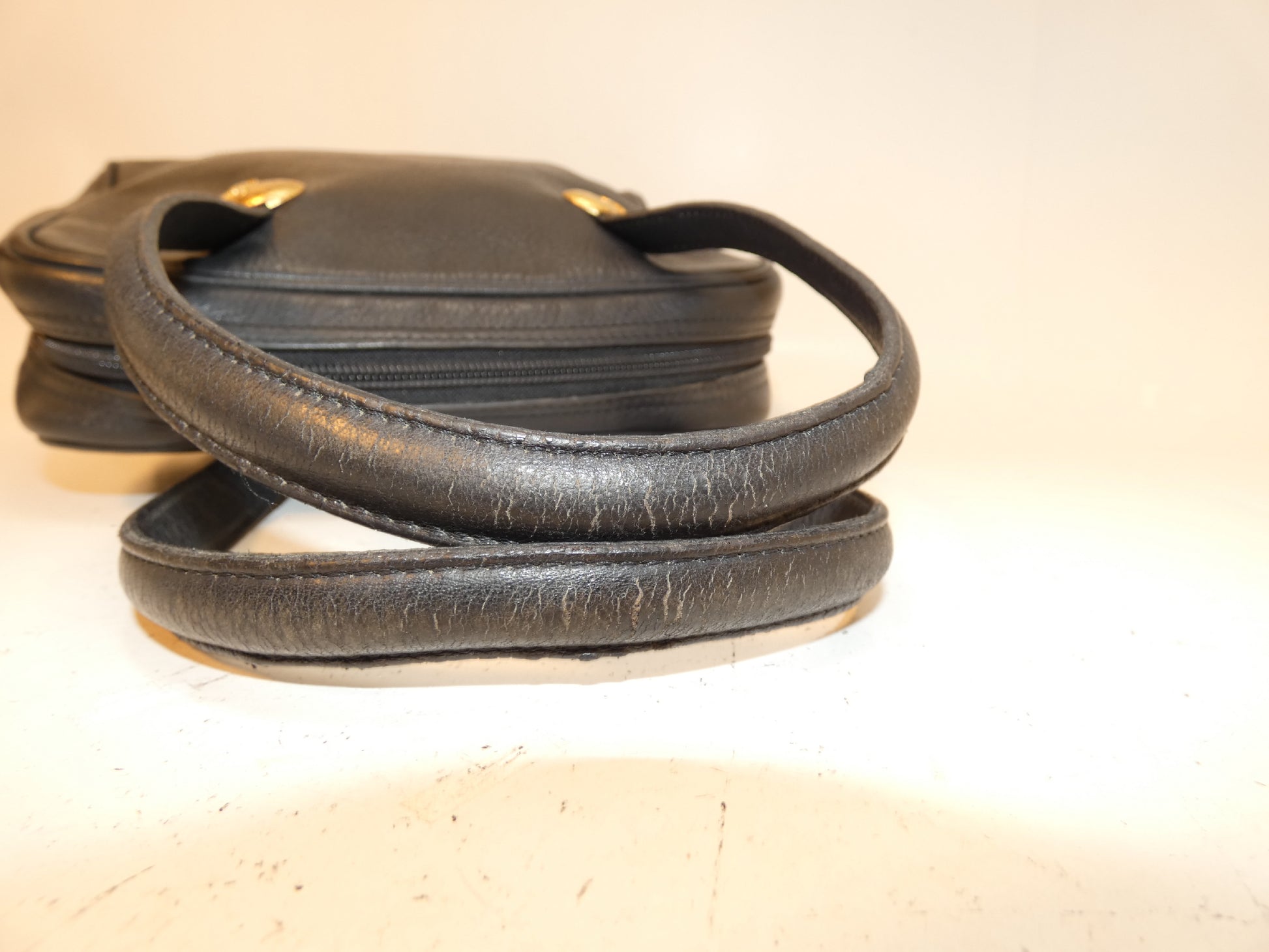 Yves Saint Laurent Logo Heart GP Hardware Leather Black Handbag