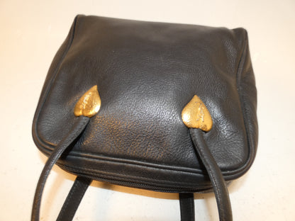 Yves Saint Laurent Logo Heart GP Hardware Leather Black Handbag