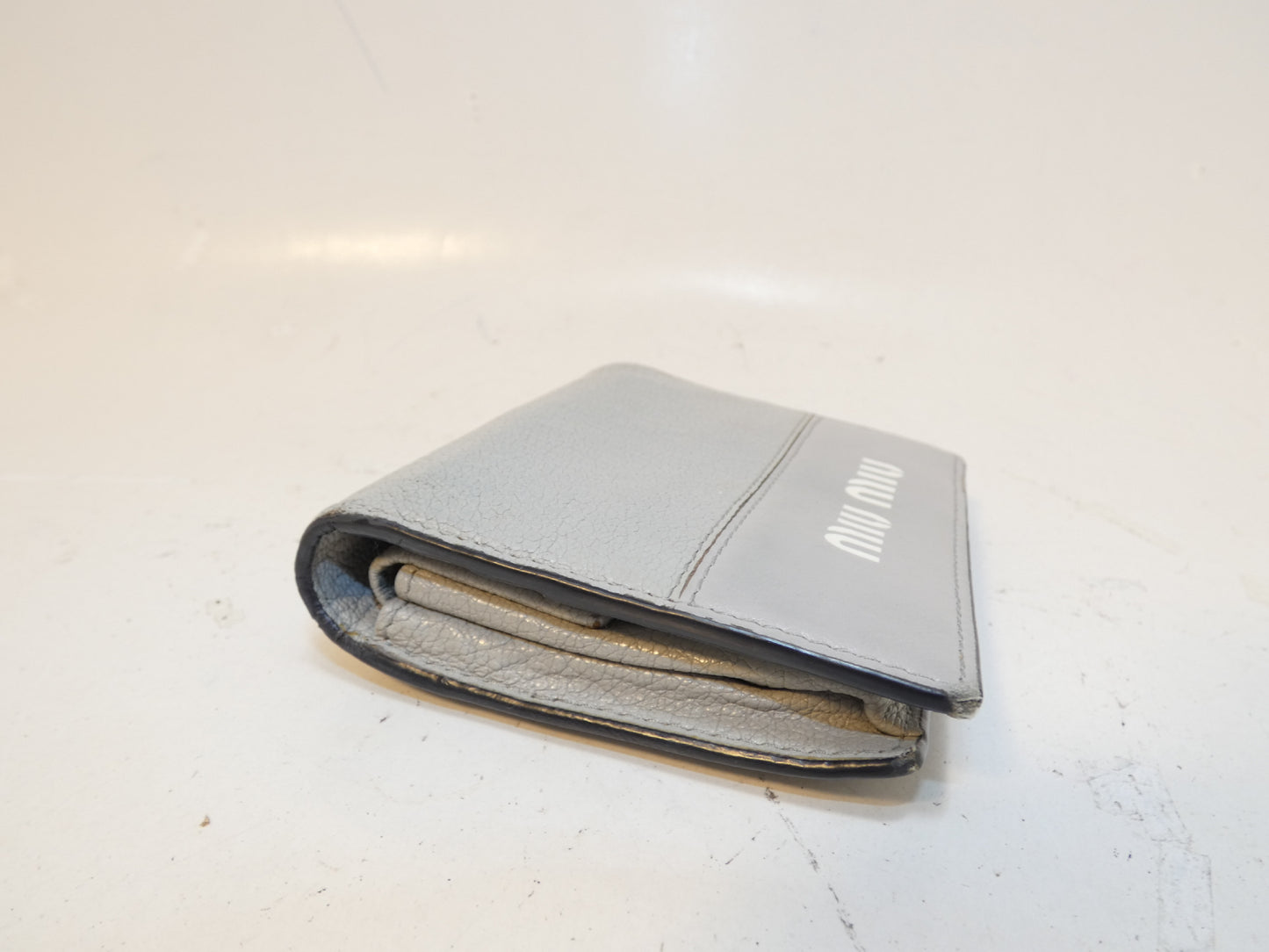 Miu Miu logo leather folding wallet