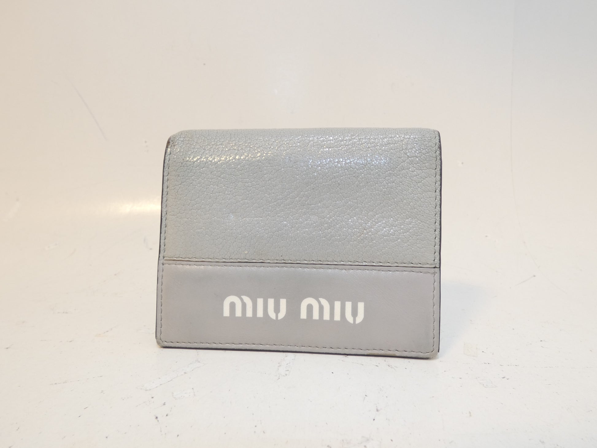 Miu Miu logo leather folding wallet