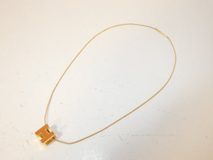 HERMES H Cube Orange Necklace Necklace