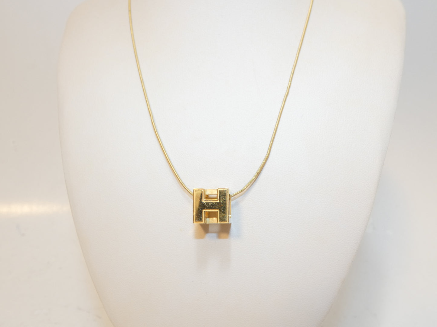 HERMES H Cube Orange Necklace Necklace