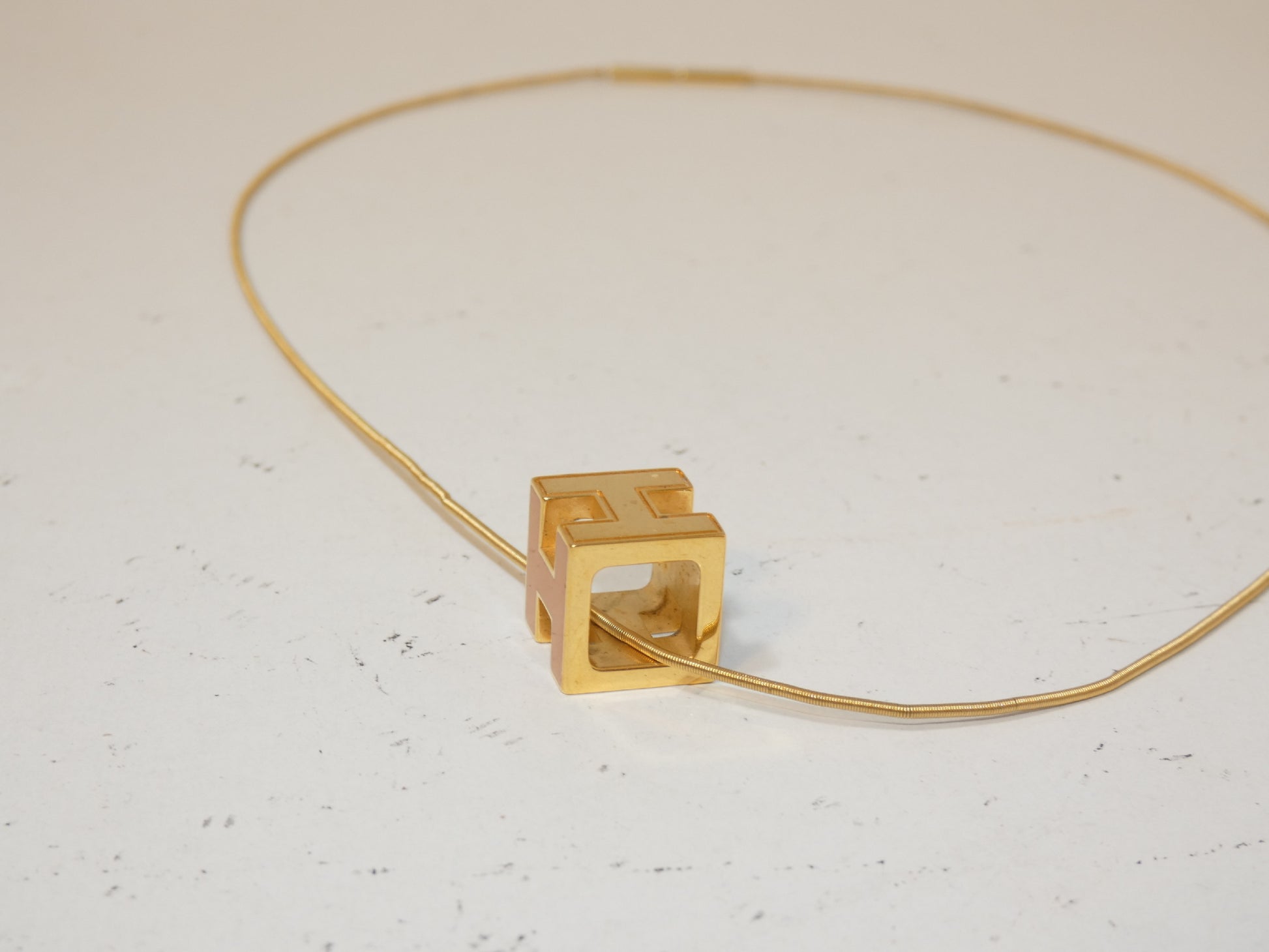 HERMES H Cube Orange Necklace Necklace