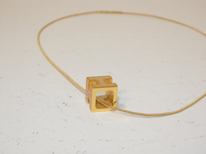HERMES H Cube Orange Necklace Necklace