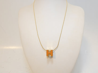 HERMES H Cube Orange Necklace Necklace