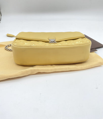 LOUIS VUITTON Monogram Pochette M40716 Lamb Yellow PL1142 Bag Cloche with 2 Keys Shoulder Bag