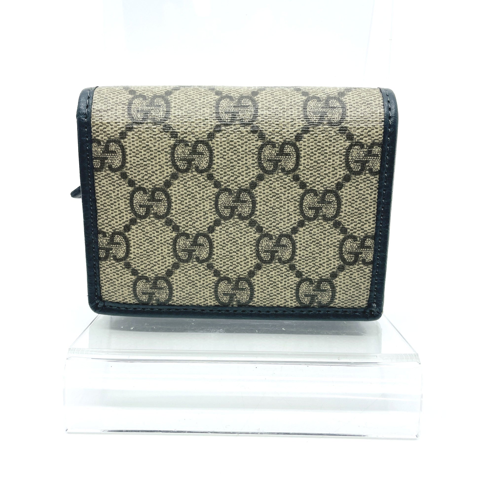 GUCCI GG Supreme Bi-fold Mini Wallet, Beige, 508757 Compact Wallet