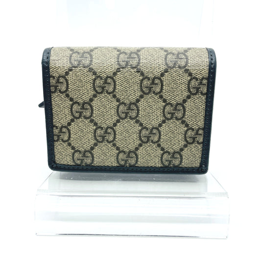 GUCCI GG Supreme Bi-fold Mini Wallet, Beige, 508757 Compact Wallet