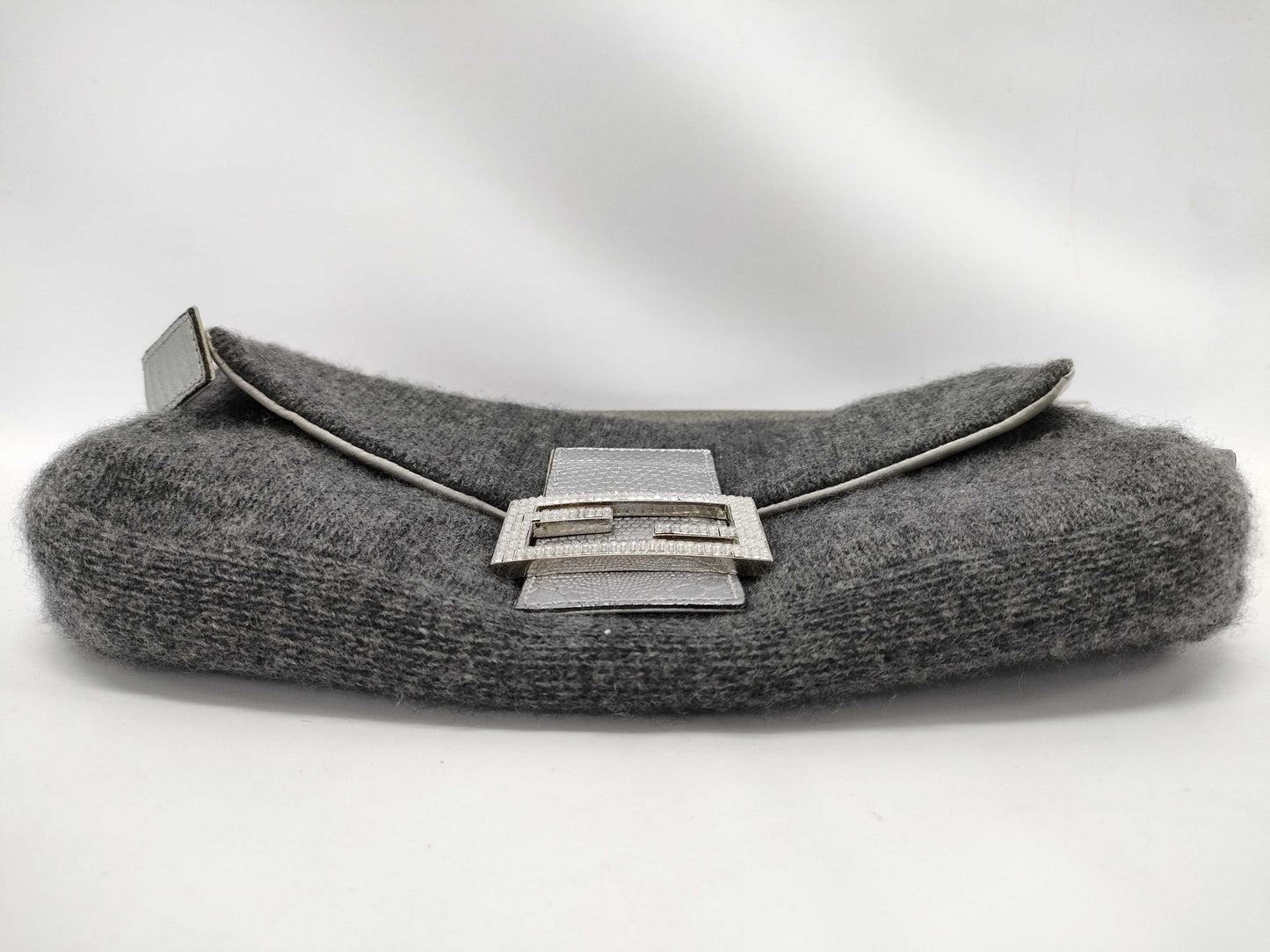 FENDI FENDI Knit Rhinestone Baguette Mamma Bucket Shoulder Bag