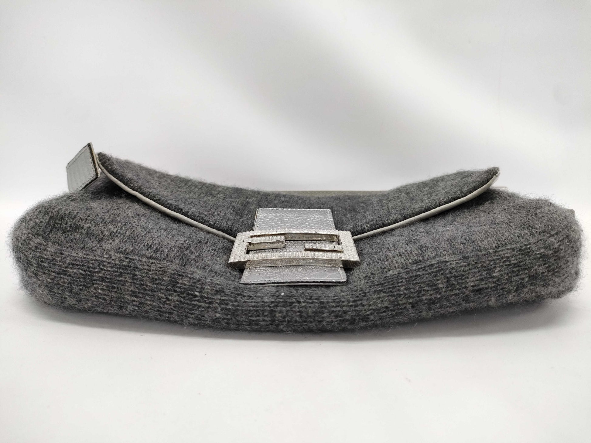 FENDI FENDI Knit Rhinestone Baguette Mamma Bucket Shoulder Bag