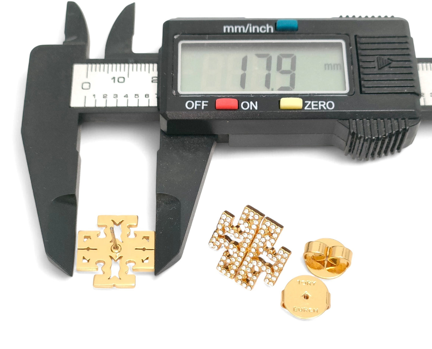 Tory Burch Gold-Colored Rhinestone Earrings, 6.6g