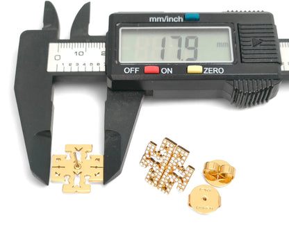 Tory Burch Gold-Colored Rhinestone Earrings, 6.6g