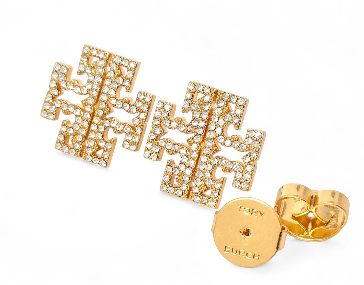 Tory Burch Gold-Colored Rhinestone Earrings, 6.6g