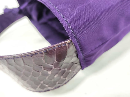 PRADA Nylon Prada Nylon Semi-Shoulder Bag Purple One-Shoulder Python Beaded Handbag