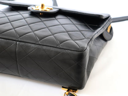 CHANEL Seal Matelasse Lambskin Chain Backpack Black