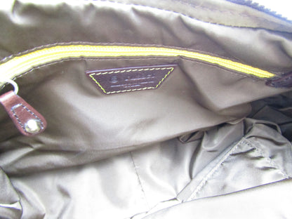 russet nylon shoulder bag with brown leather and G hardware