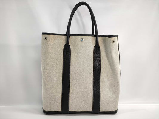 HERMES Garden File MM Toile H/Buffle Skipper Women's Tote Bag, Gray