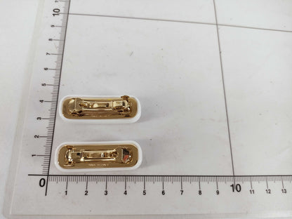 Miu Miu Logo Hair Clip GP Gold x White Hair Accessory