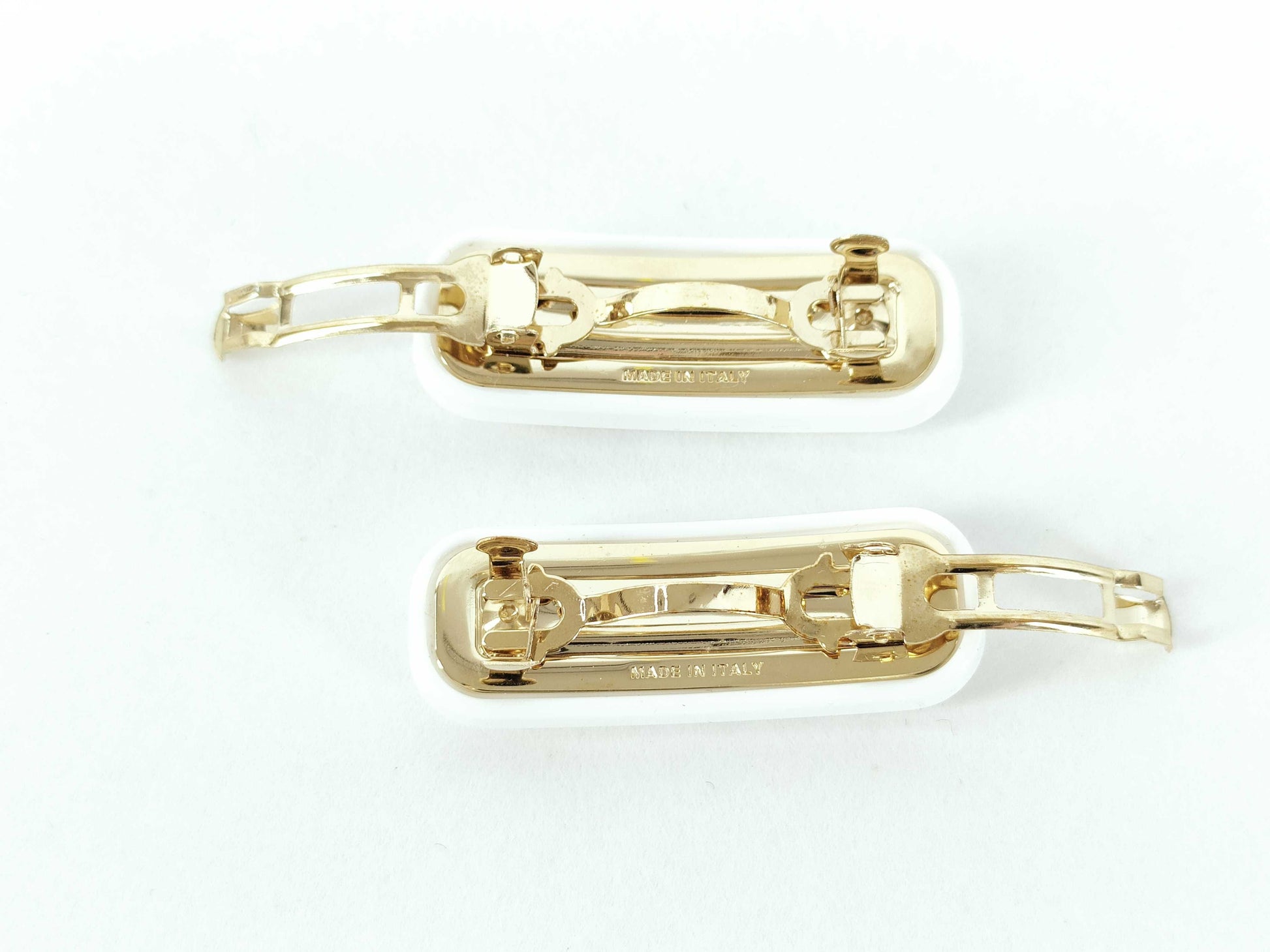 Miu Miu Logo Hair Clip GP Gold x White Hair Accessory