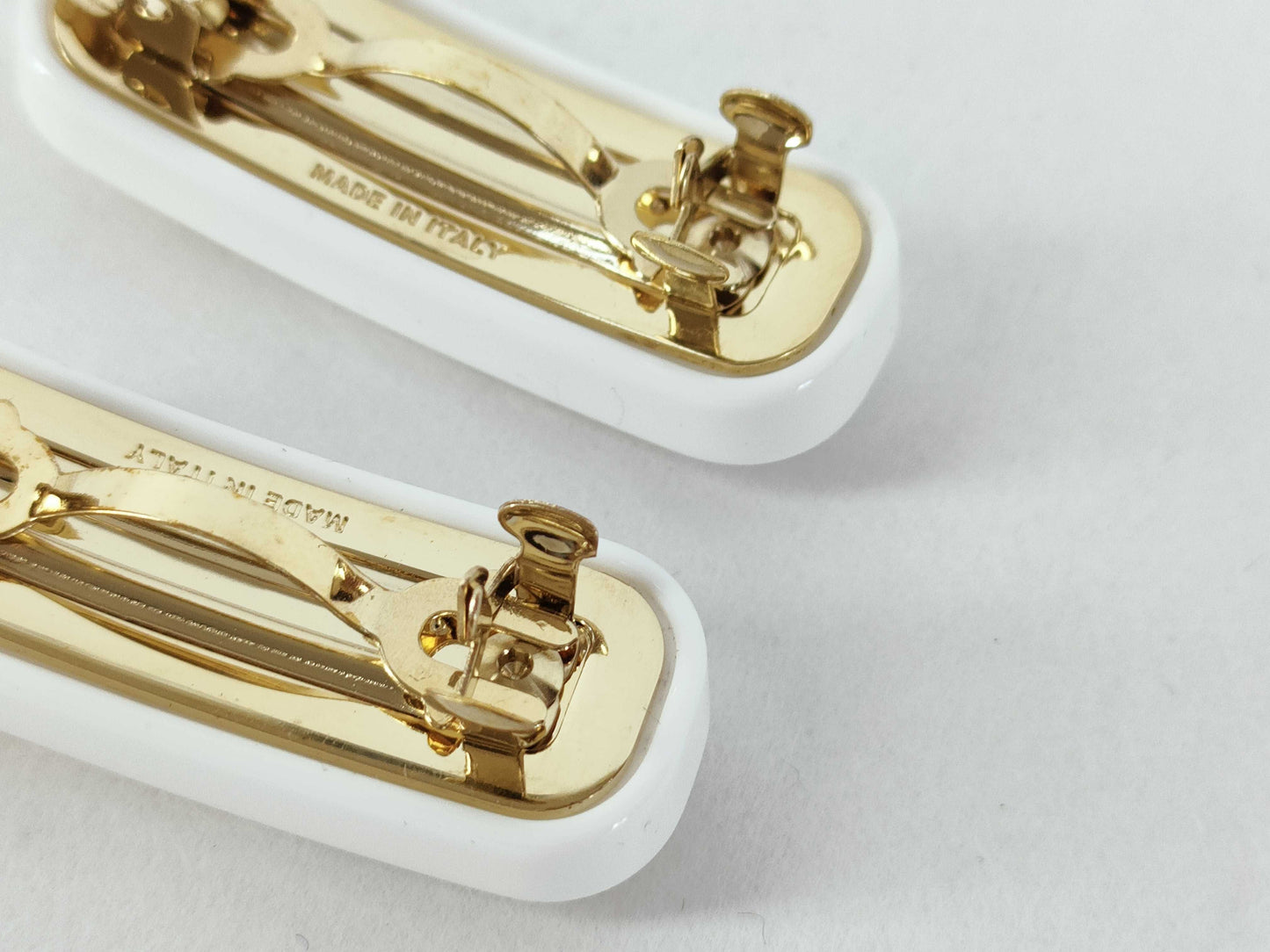 Miu Miu Logo Hair Clip GP Gold x White Hair Accessory