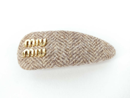 Miu Miu Tweed Wool Hair Clip Barrette Hair Accessory