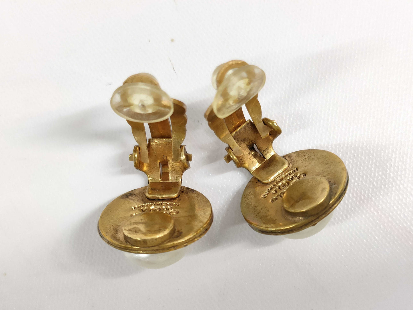 CHANEL Pearl Earrings Gold Earrings