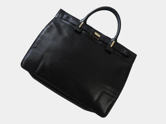 GUCCI Gucci Logo Leather Handbag, Business Bag, Handbag, A4 Size, Black, Business Bag